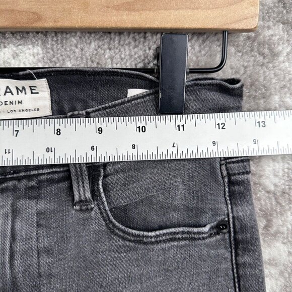 Frame Jeans 25 Womens Le Skinny High Raw Hem Stretch Charcoal Muddy Rips - Picture 3 of 8